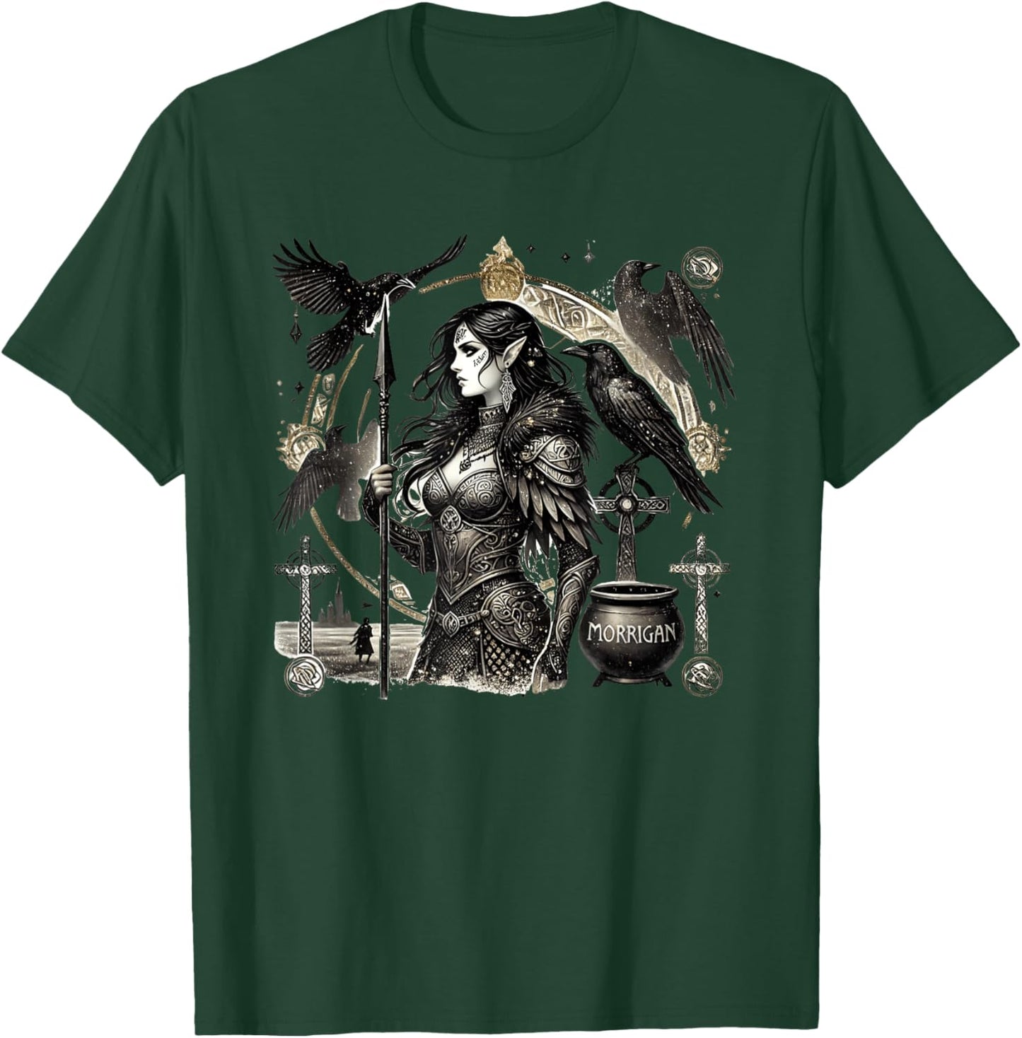 The Morrigan: Celtic Goddess of War and Fate, Raven Power T-Shirt - T-Shirt | Forest