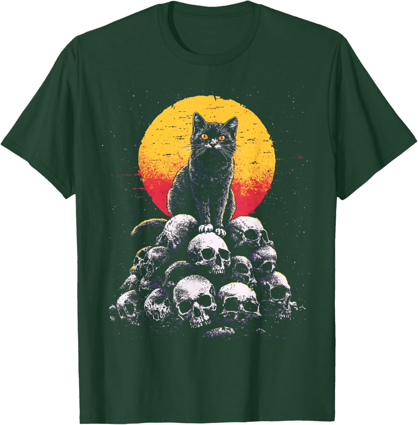 Dark Cat Black Gothic Skeleton Mountain Gothic Art T-Shirt - T-Shirt | Forest