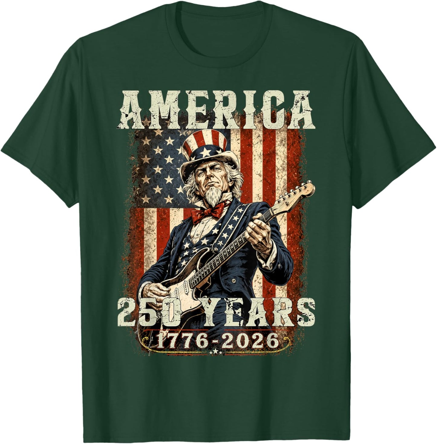 Funny Uncle Sam Playing Guitar 4th of July Humor Patriotic T-Shirt - T-Shirt | Forest