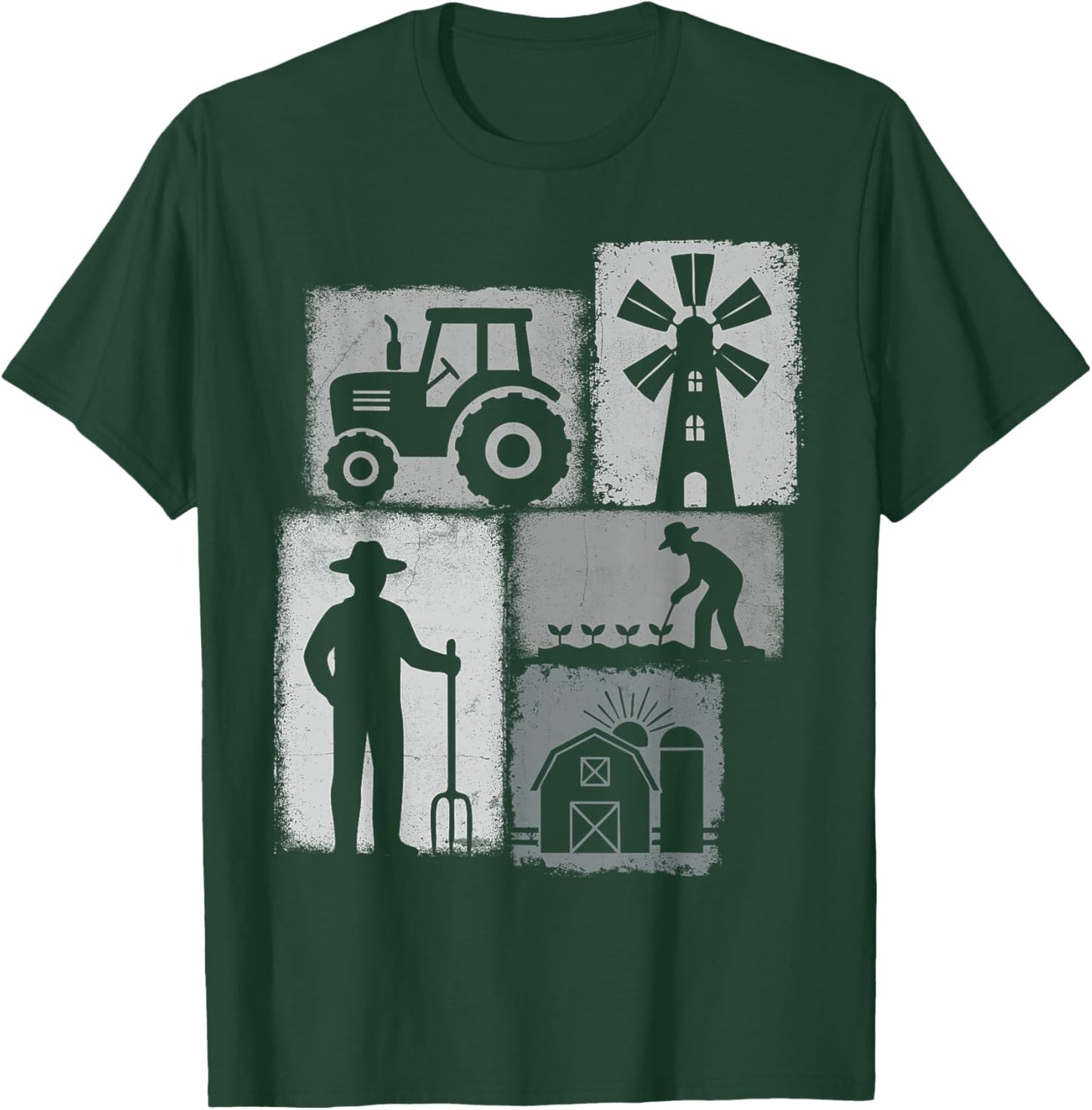 Farmer Vintage Collage Farming Men Rancher Cowboy Farm Owner T-Shirt - T-Shirt | Forest