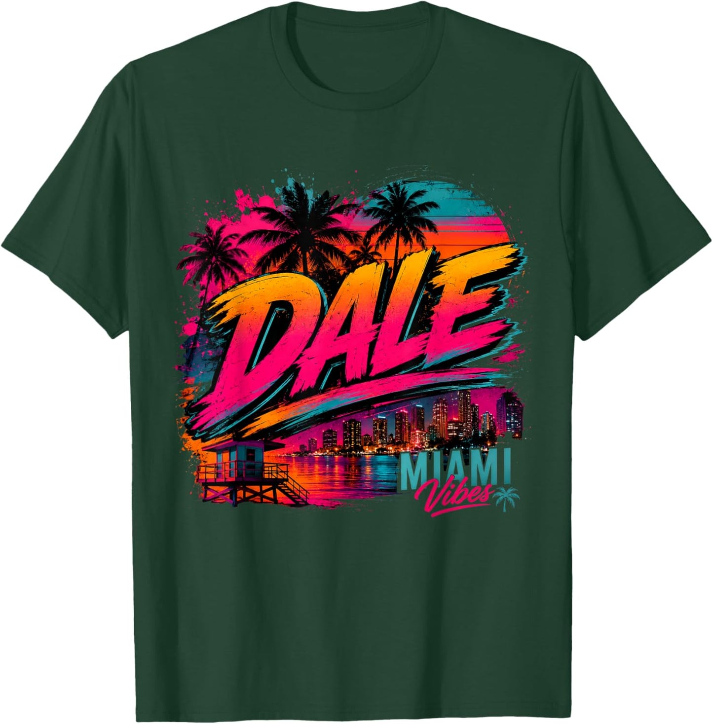 Dale Miami Retro Sunset Pitbull Streetwear Style T-Shirt - T-Shirt | Forest