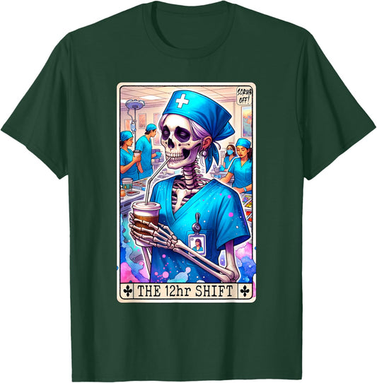 Funny Nurse Tarot Card Doctor Hospital 12hr Shift Night RN T-Shirt - T-Shirt | Forest