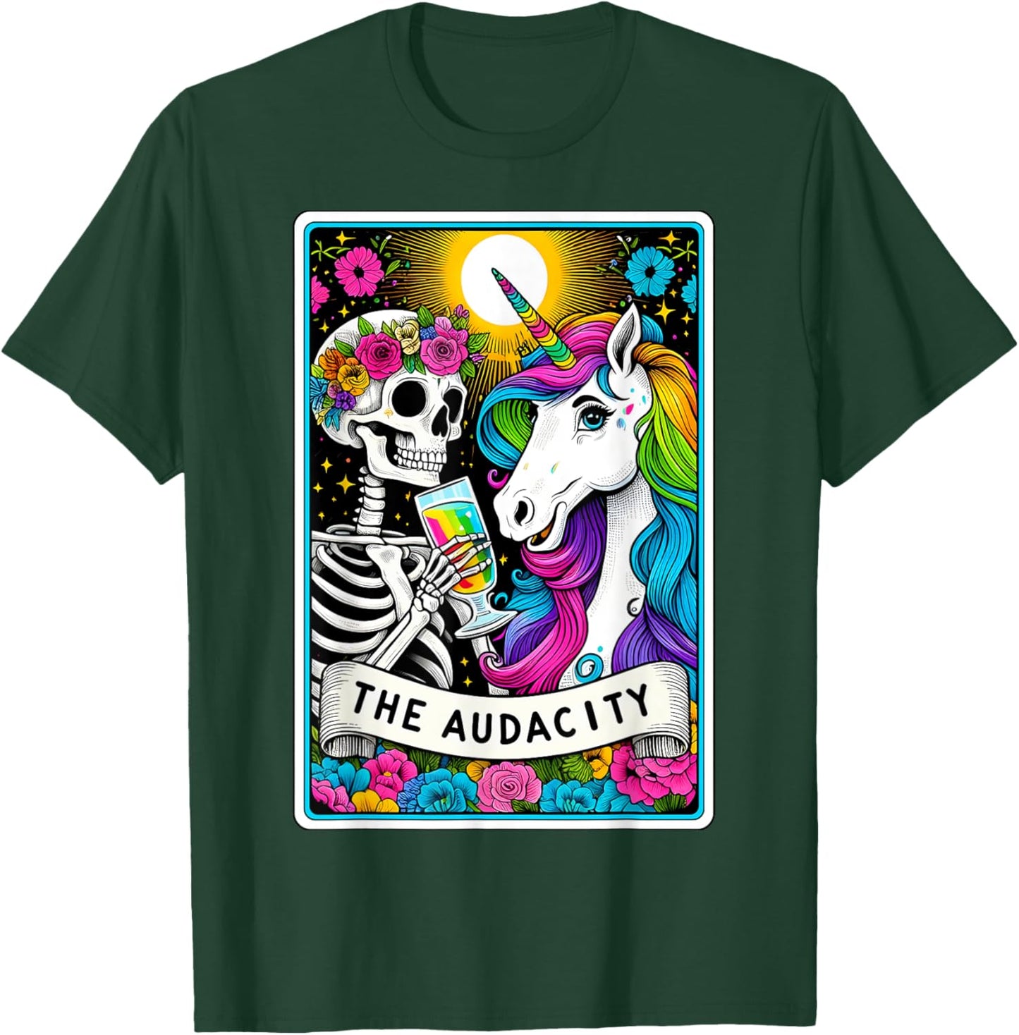 The Audacity Tarot Card Funny Unicorn Skeleton Girly Women T-Shirt - T-Shirt | Forest