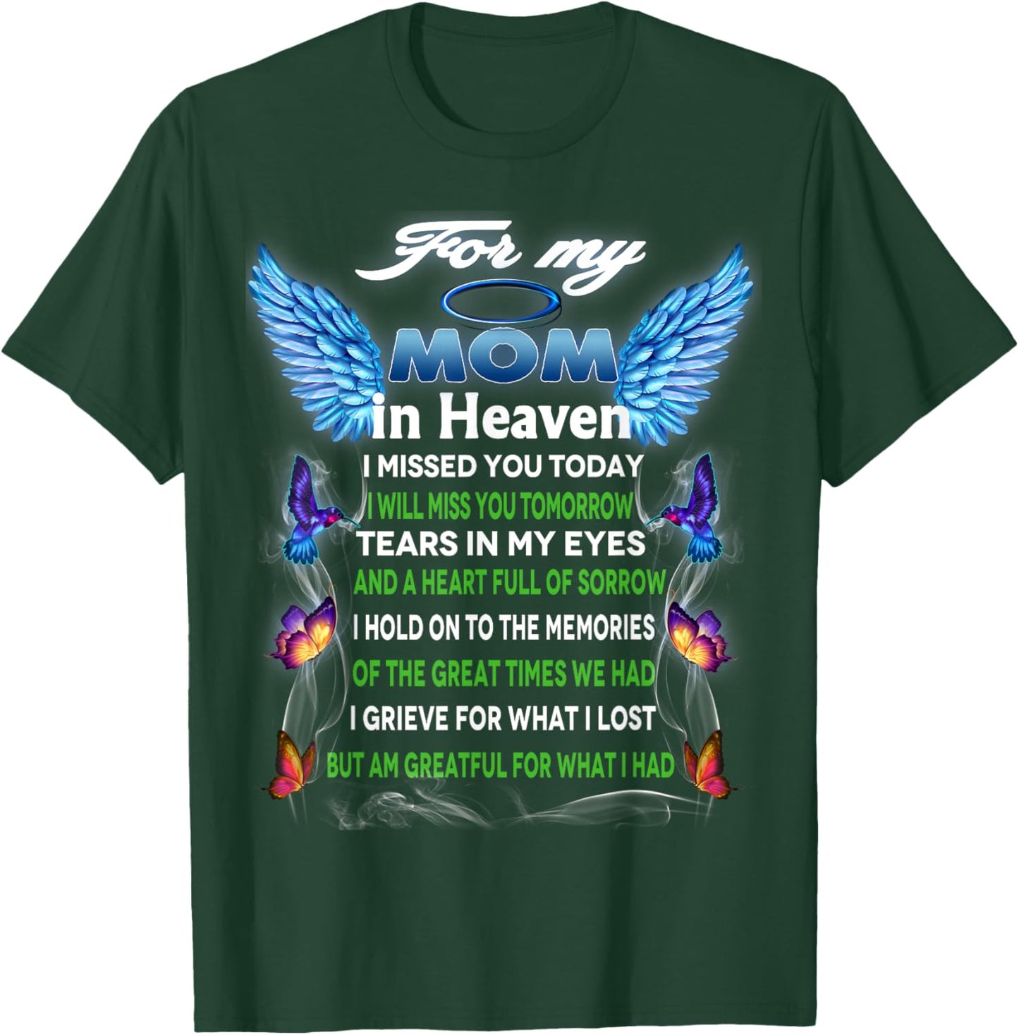 For My Mom In Heaven Poem, Memory Of Mother In Mother's Day T-Shirt - T-Shirt | Forest