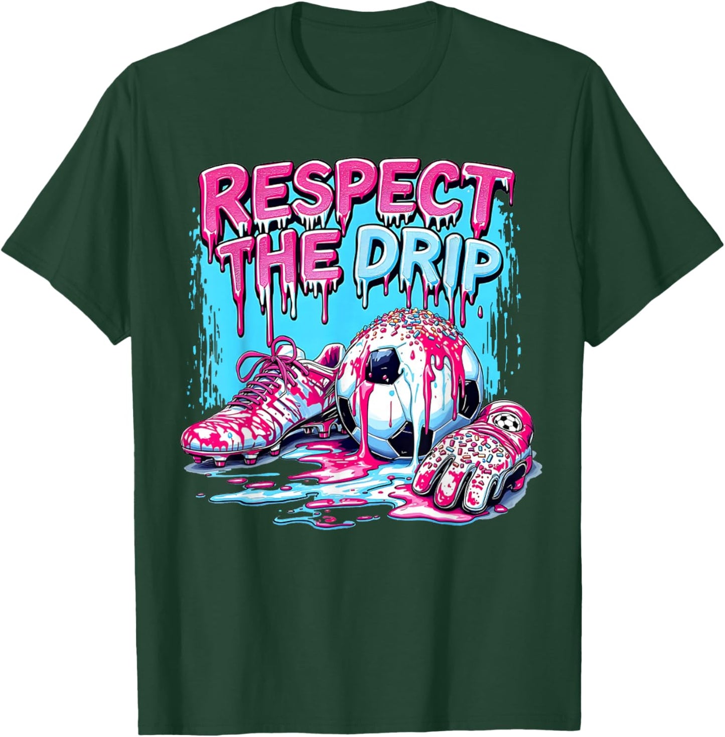 Soccer Ice Cream Sprinkles Theme Youth Respect The Drip Kids T-Shirt - T-Shirt | Forest