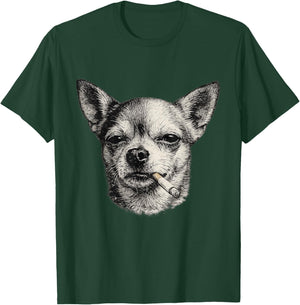 Hund raucht Zigarette Lustig Chihuahua Meme T-Shirt - T-Shirt | Forest