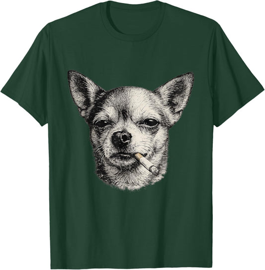 Hund raucht Zigarette Lustig Chihuahua Meme T-Shirt - T-Shirt | Forest