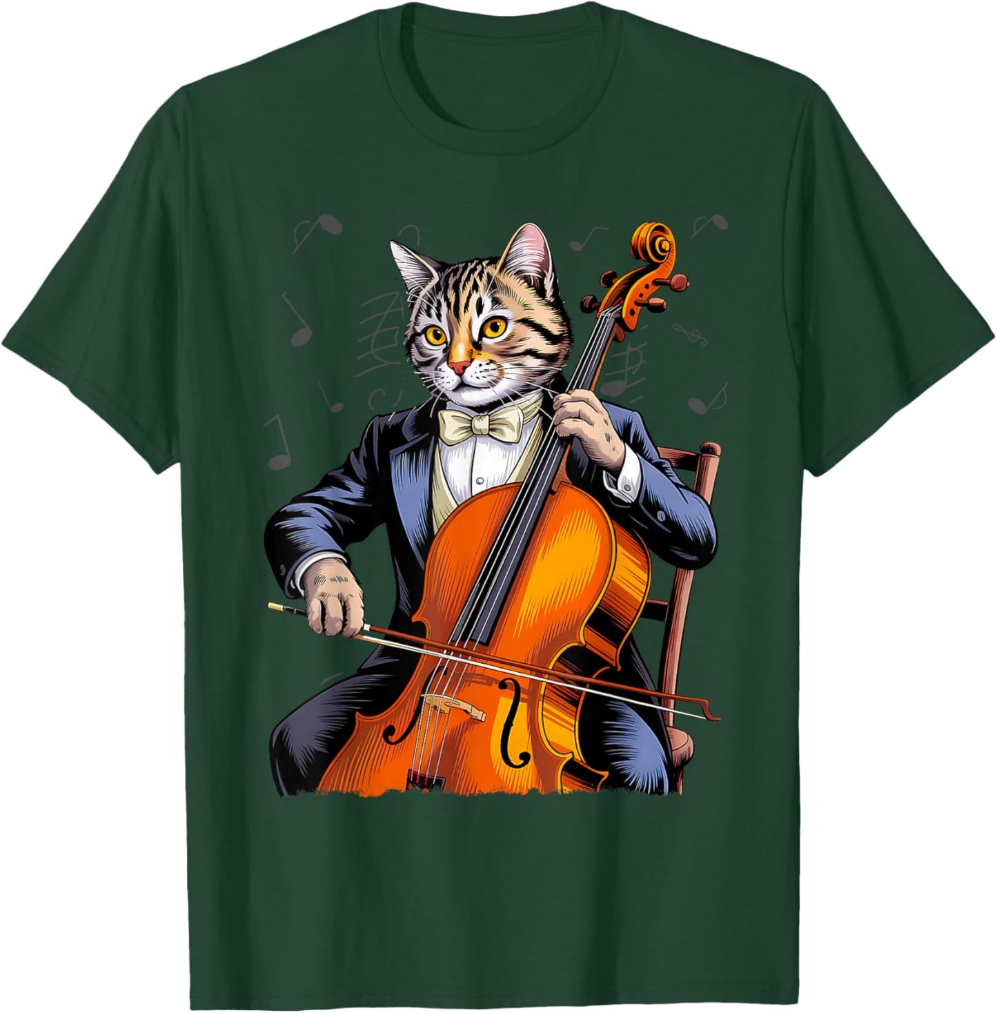 Cute Musical Cat Playing Cello T-Shirt - T-Shirt | Forest