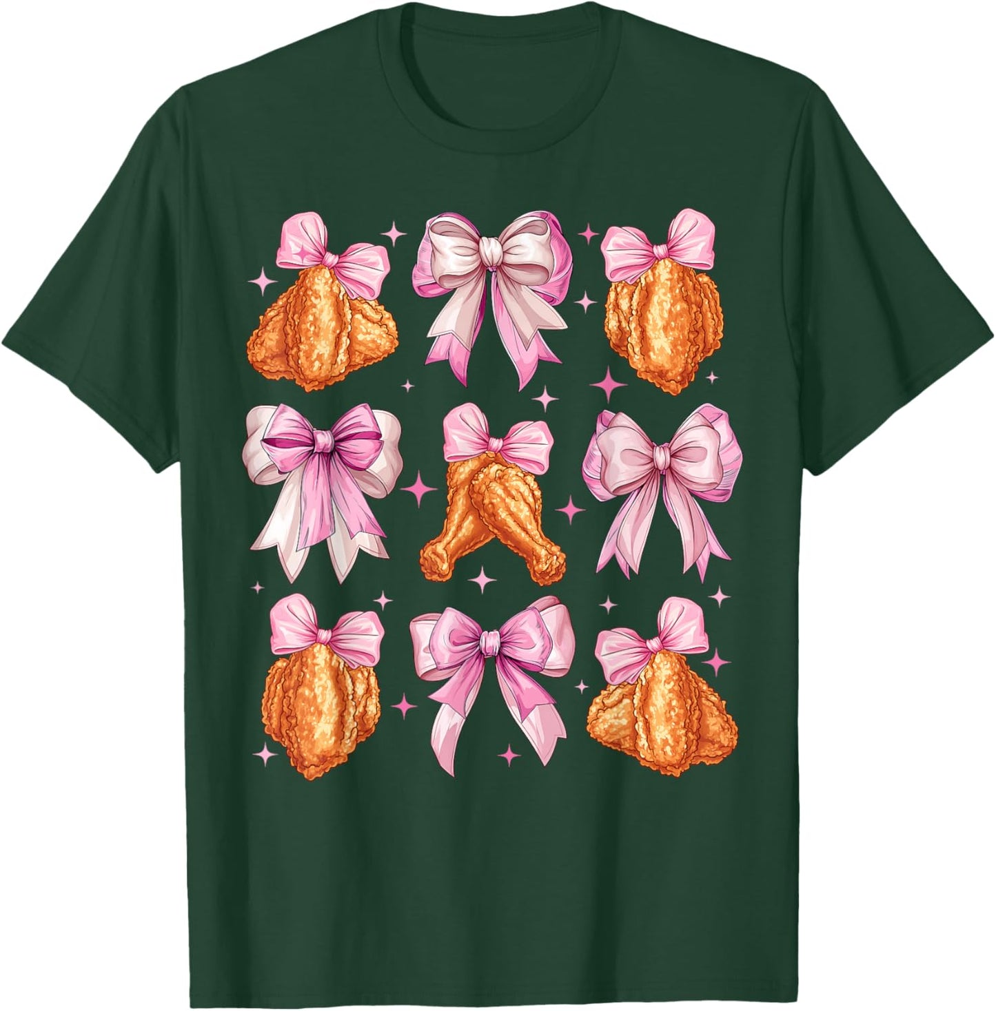 Coquette Bow Chicken Wings Girl Mom Pink Mother's Day T-Shirt - T-Shirt | Forest