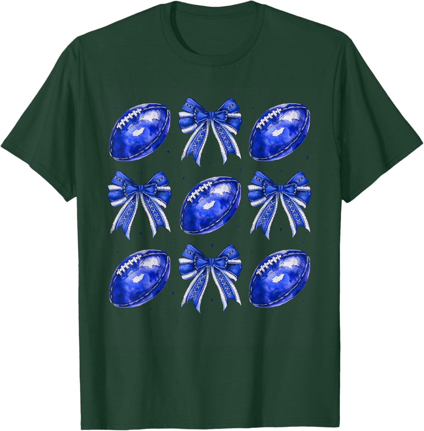 Cute Coquette Bow Game Day American Football Player Coach T-Shirt - T-Shirt | Forest