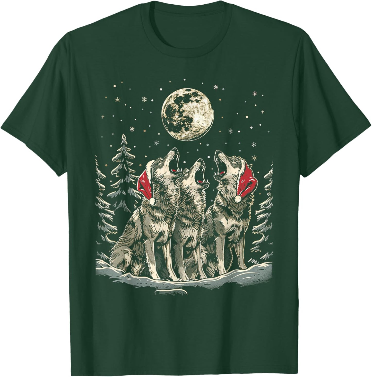 Wolf - Funny Merry Christmas Santa Matching Family Holiday T-Shirt - T-Shirt | Forest