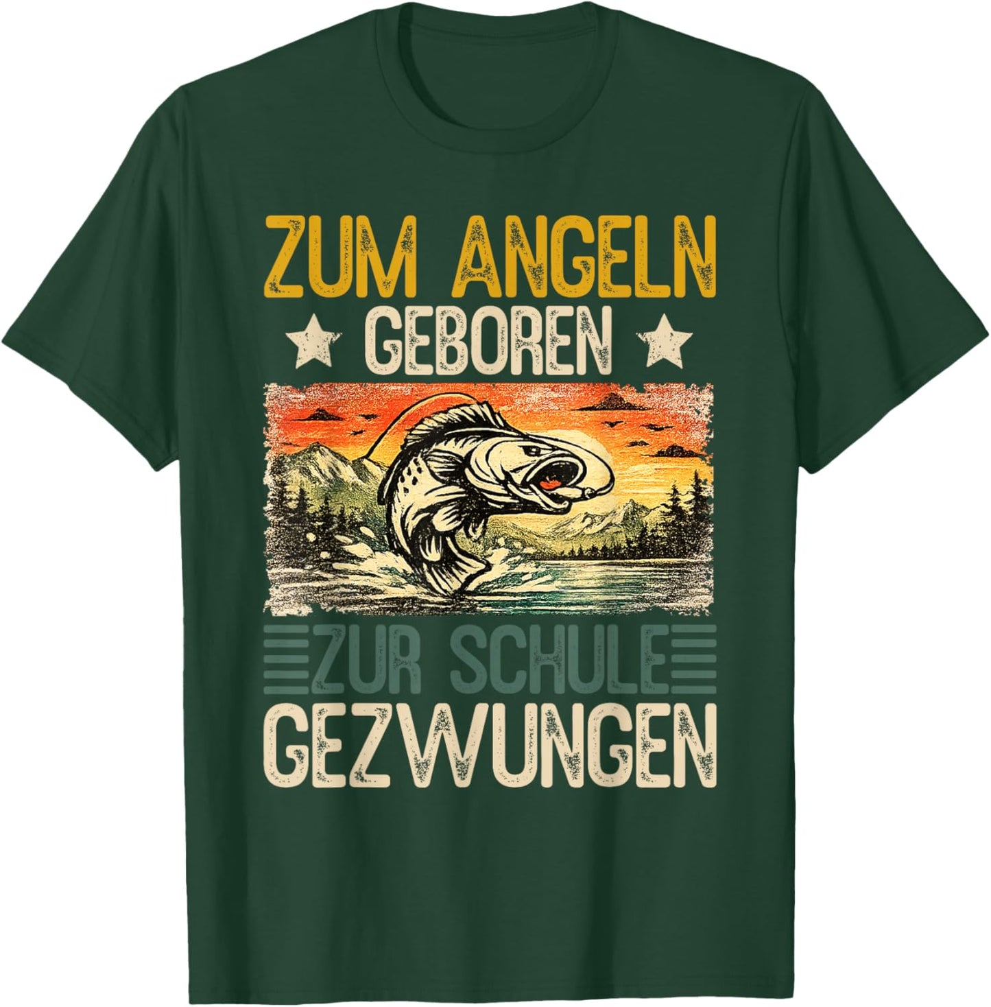 Zum Angeln geboren – Zur Schule gezwungen | Lustiger Angler T-Shirt - T-Shirt | Forest
