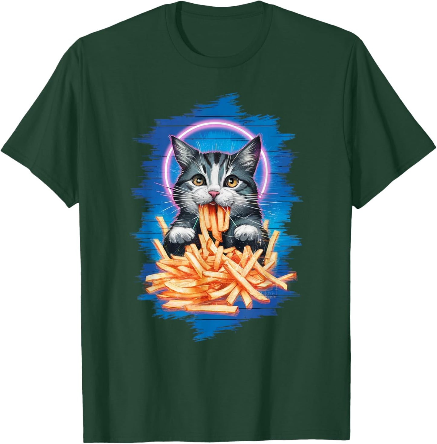 Funny Cat French Fries Humorous Potato Food Lovers T-Shirt - T-Shirt | Forest