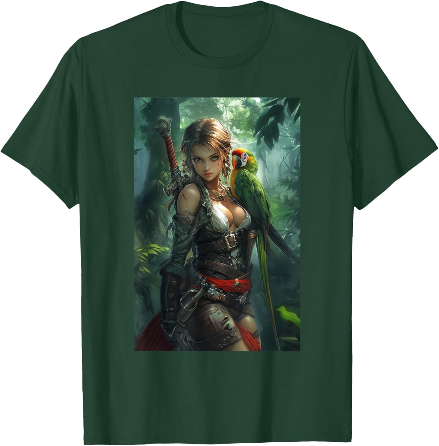 Sexy Anime Girl Pirate Manga Artwork Anime Merch T-Shirt - T-Shirt | Forest