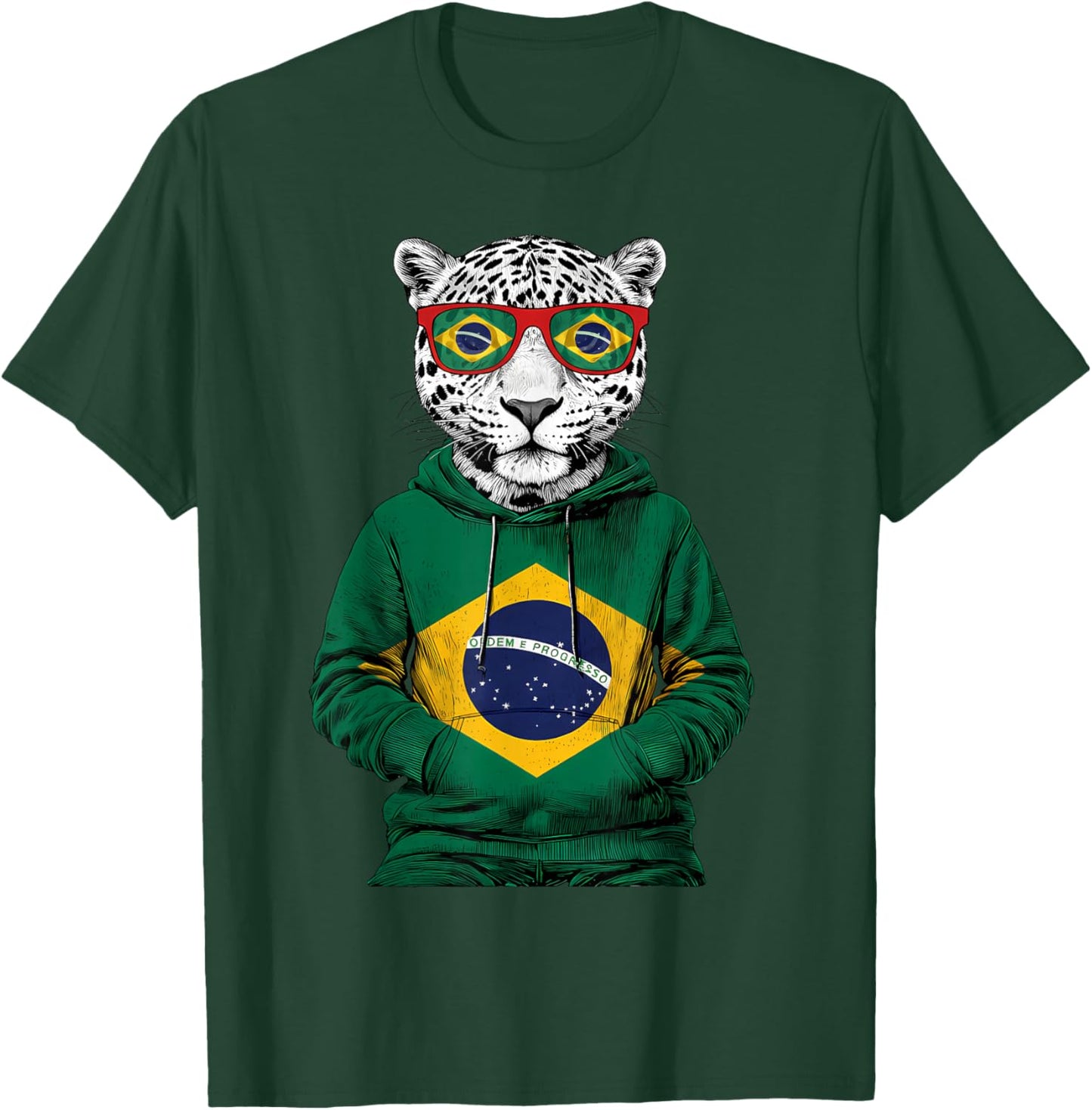 Brazil Flag Leopard Brazilian Roots Brasilian Pride Brasil T-Shirt - T-Shirt | Forest