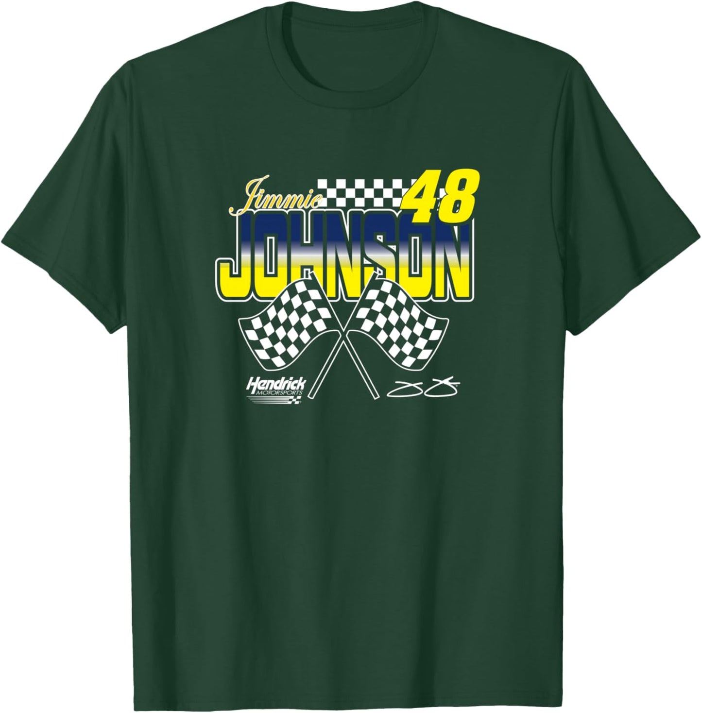 Jimmie Johnson 48 Flag Hendrick Motorsports Licensed T-Shirt - T-Shirt | Forest