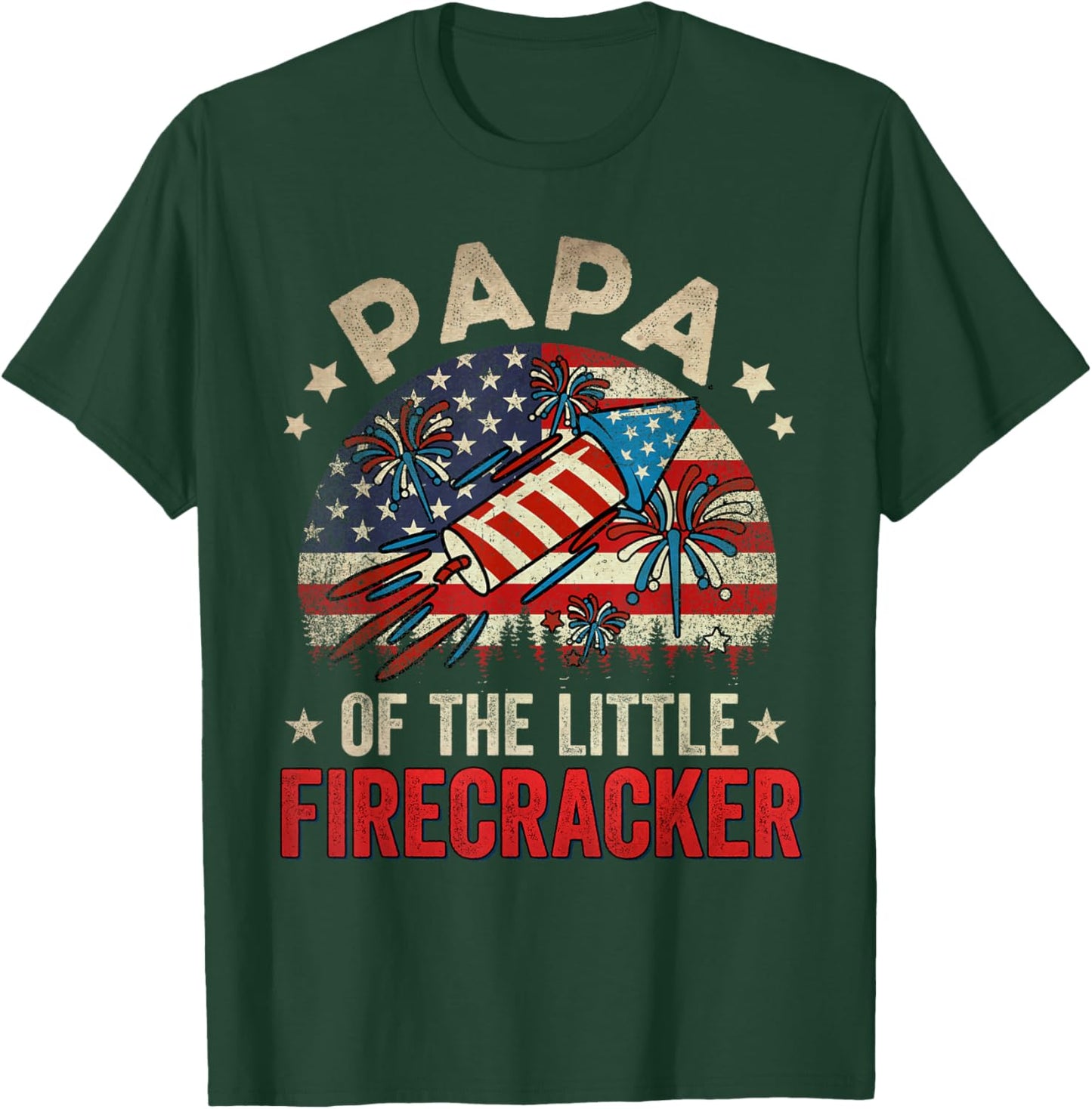 4th Of July Birthday Papa Of The Little Firecracker T-Shirt - T-Shirt | Forest
