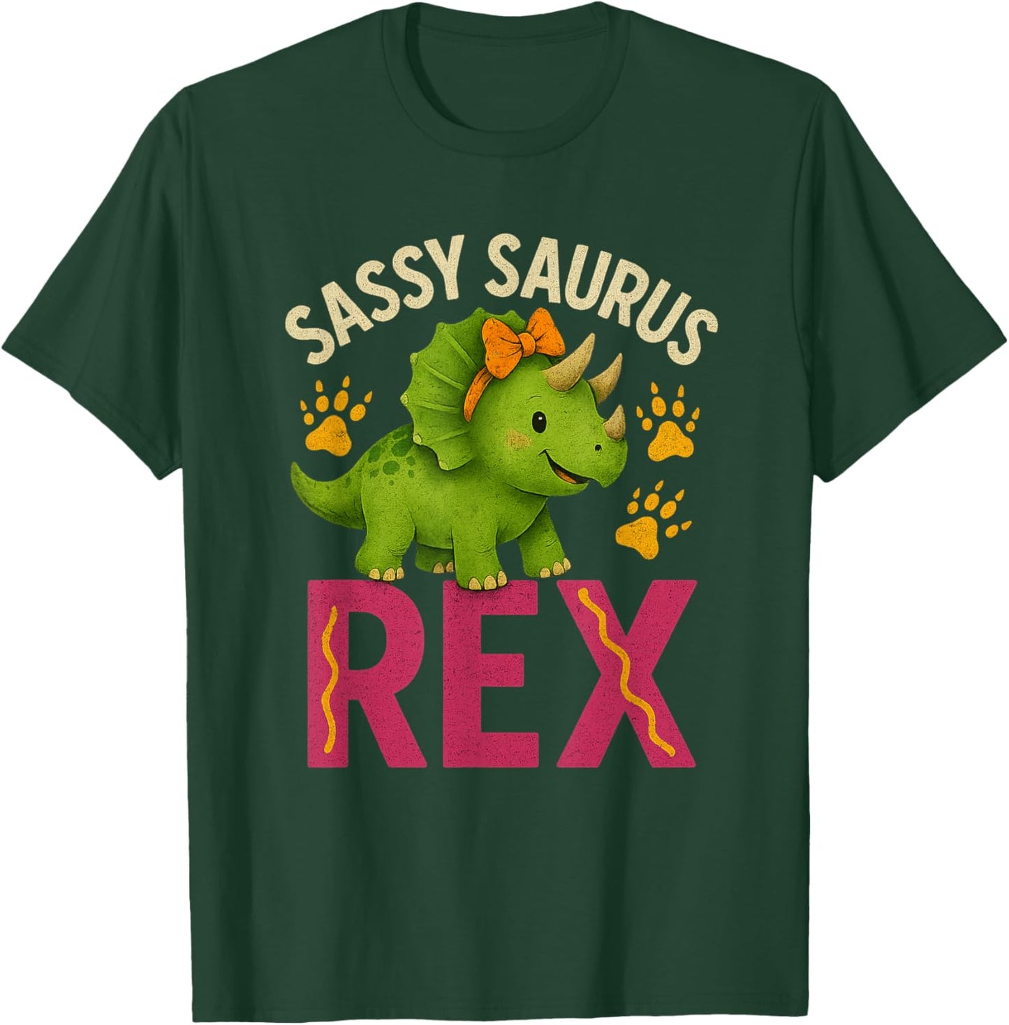 Sassy Saurus Cute Dinosaurs Design for Girls T-Shirt - T-Shirt | Forest