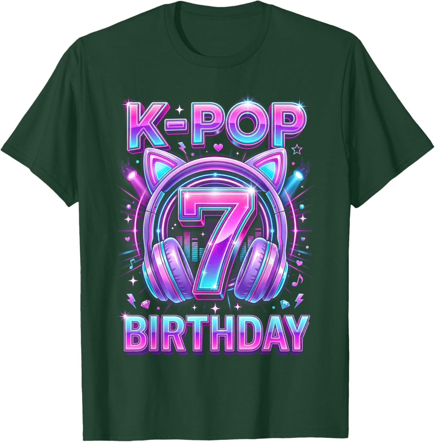 K-Pop 7th Birthday Kpop Girl 7 Year Old Korean Music T-Shirt - T-Shirt | Forest