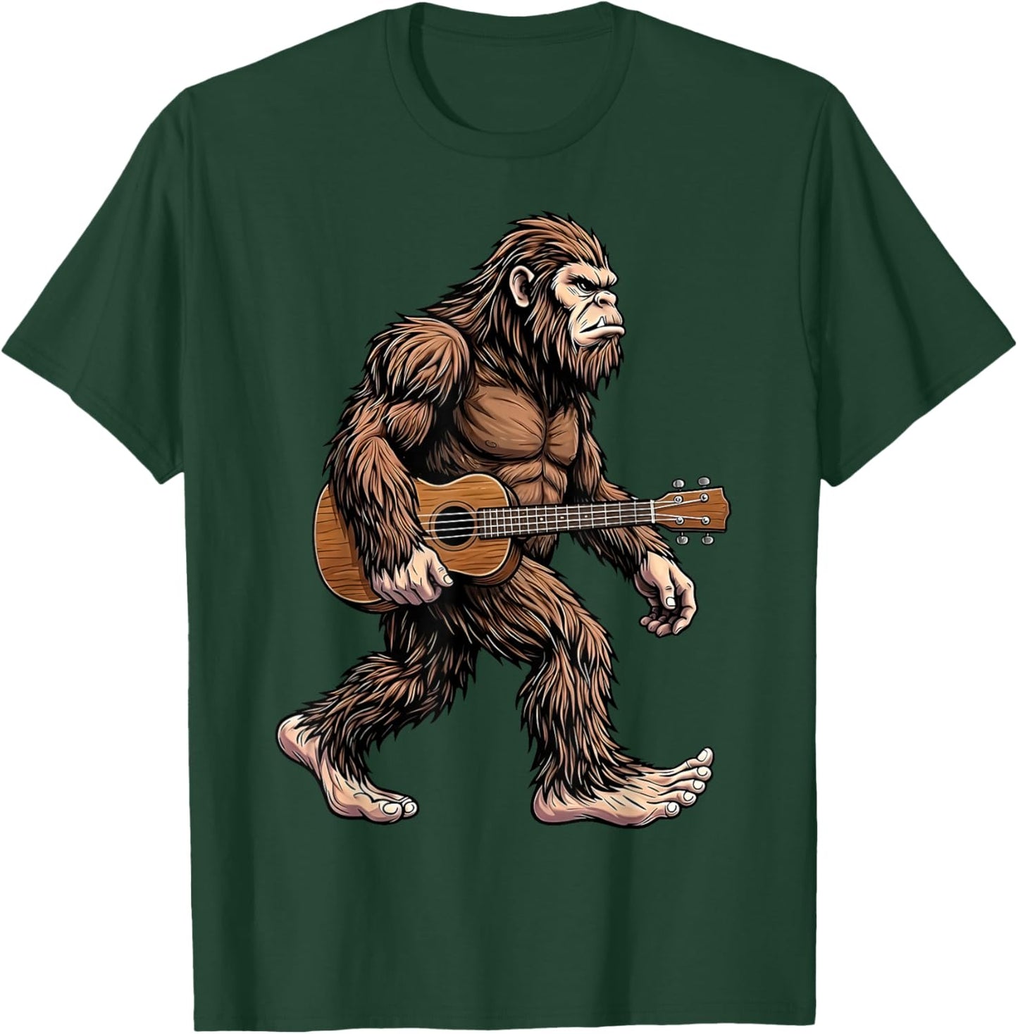 Bigfoot Carrying Ukulele Sasquatch Island Musician T-Shirt - T-Shirt | Forest