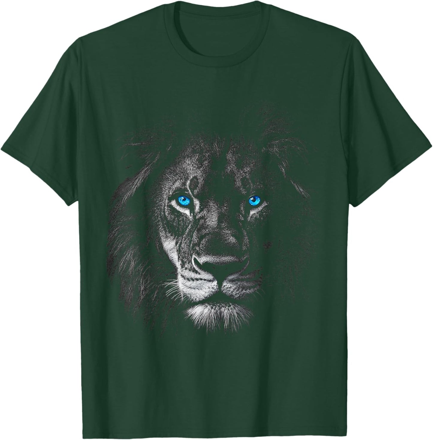 Lion Animal Motif Blue Eyes Artwork Lion T-Shirt - T-Shirt | Forest