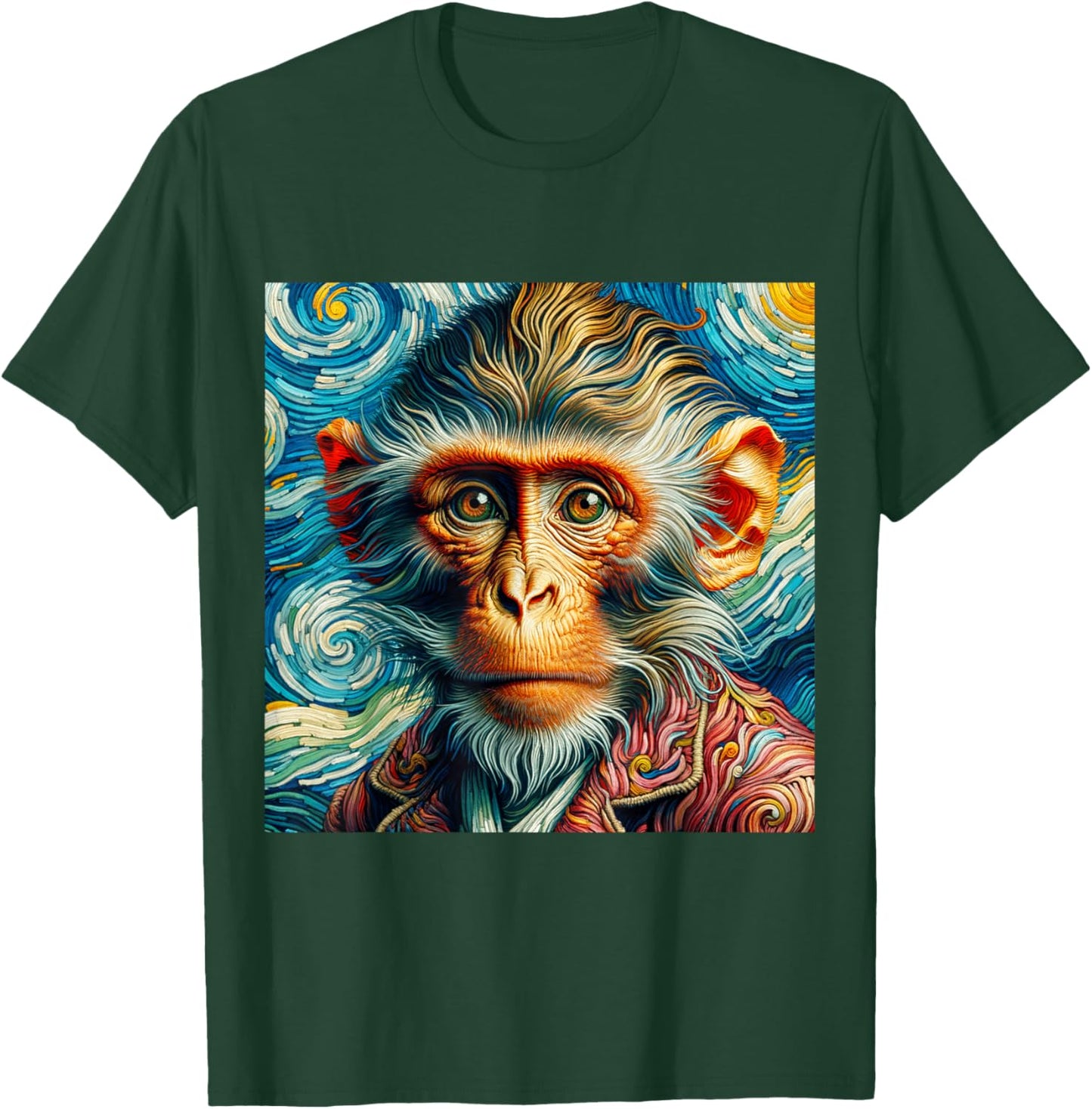 Vincent Van Gogh Shirt Monkey Vangogh Ape Rhesus Macaque Art T-Shirt - T-Shirt | Forest