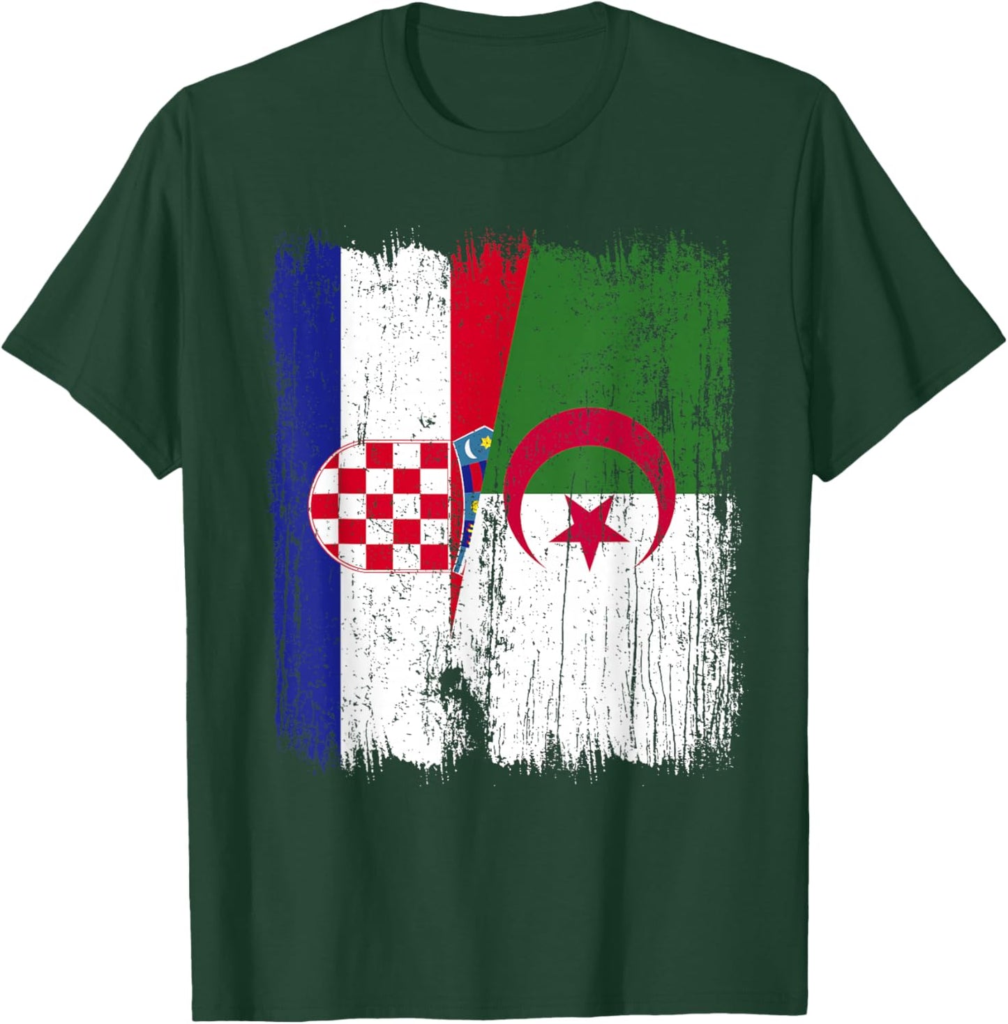 Croatie Algérie Demi Drapeau Croate Patrimoine Algérien T-Shirt - T-Shirt | Forest