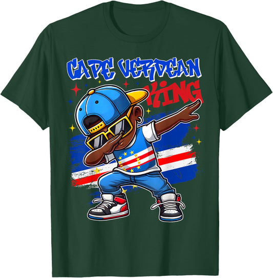 Cape Verdean King Dabbing Cape Verde Flag Pride for Kids T-Shirt - T-Shirt | Forest