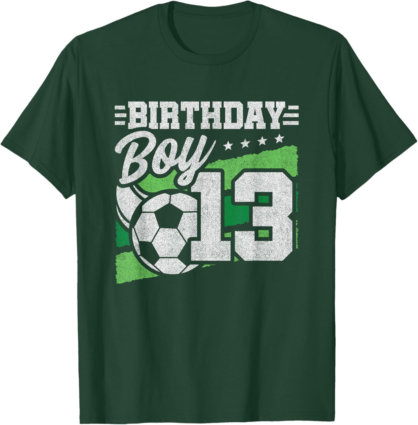 13 Year Old Soccer Birthday - Boys 13th Birthday Soccer T-Shirt - T-Shirt | Forest