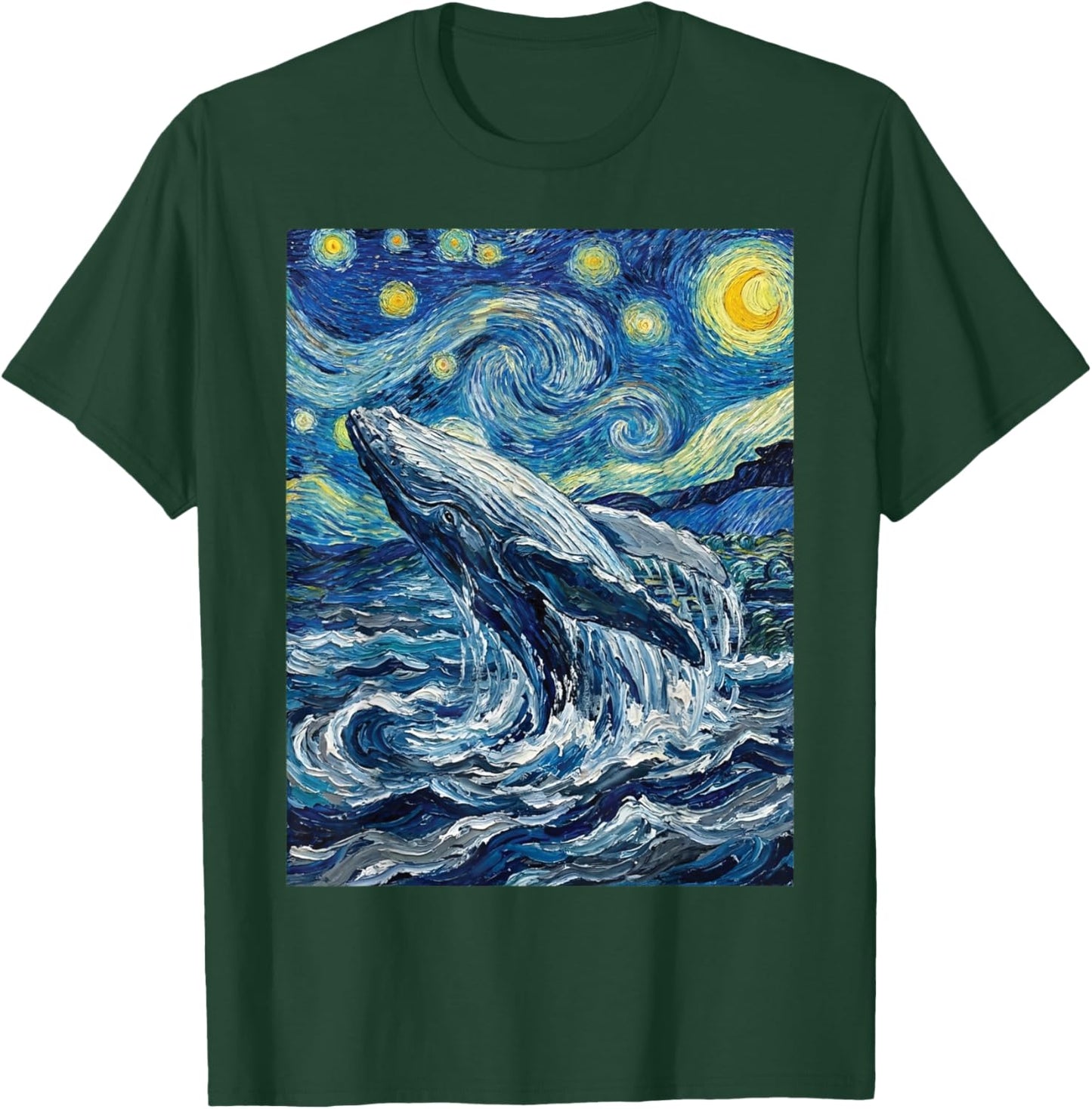 Humpback Whale Starry Night Van Gogh Style, Whale Watching T-Shirt - T-Shirt | Forest