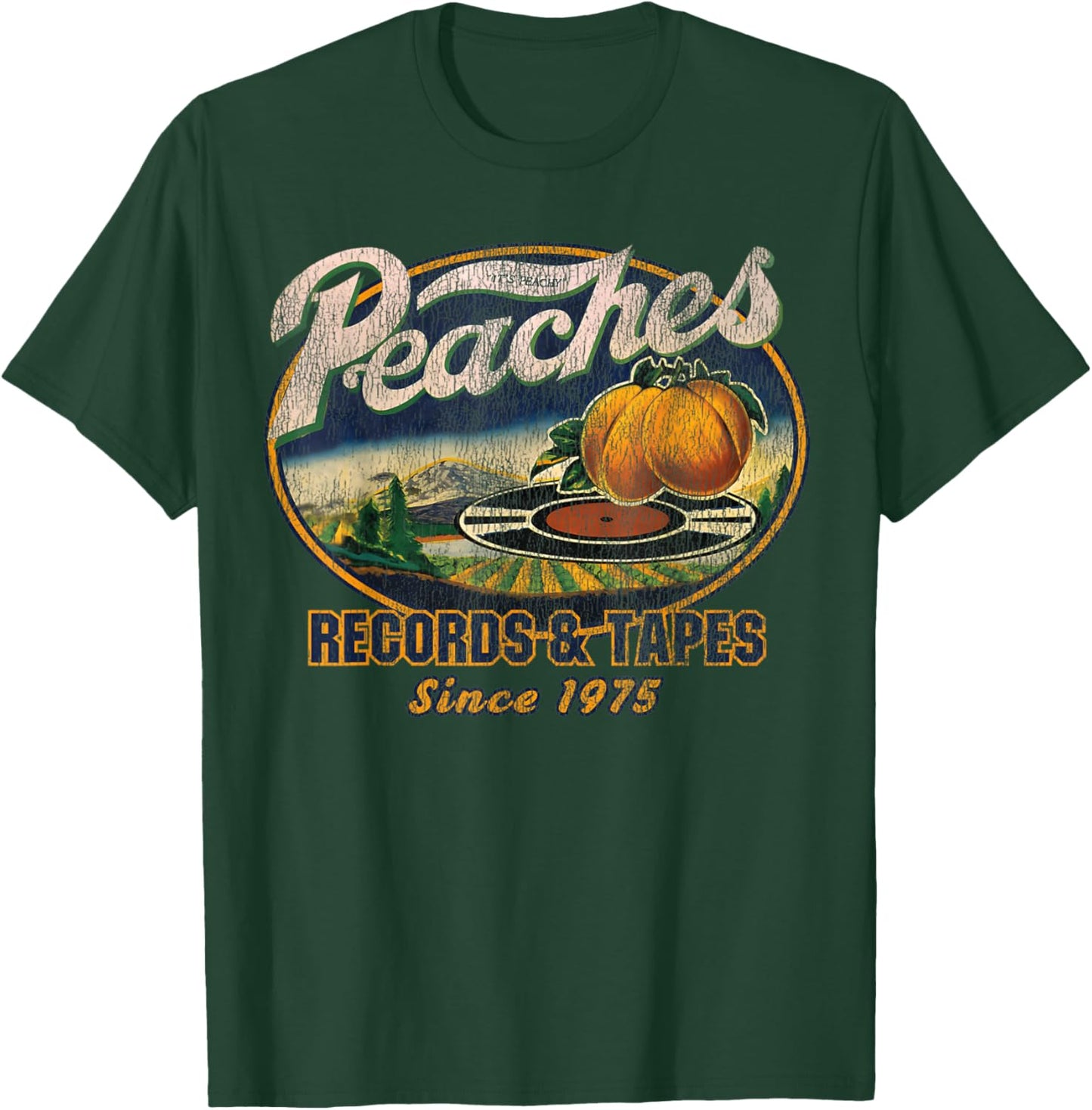 Peaches Retro Records And Tapes Oval 1975 T-Shirt - T-Shirt | Forest