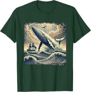Moby Dick Adventure Graphic | Nautical Whale Tale Design T-Shirt - T-Shirt | Forest