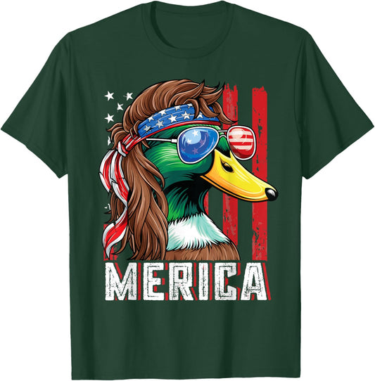 Duck Hunter Shirt USA Flag Merica Funny Waterfowl Hunting T-Shirt - T-Shirt | Forest