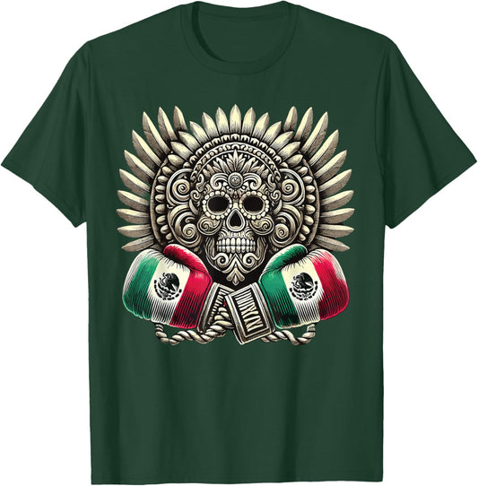 Aztec Mictlantecuhtli Mexican Pride Boxing T-Shirt - T-Shirt | Forest