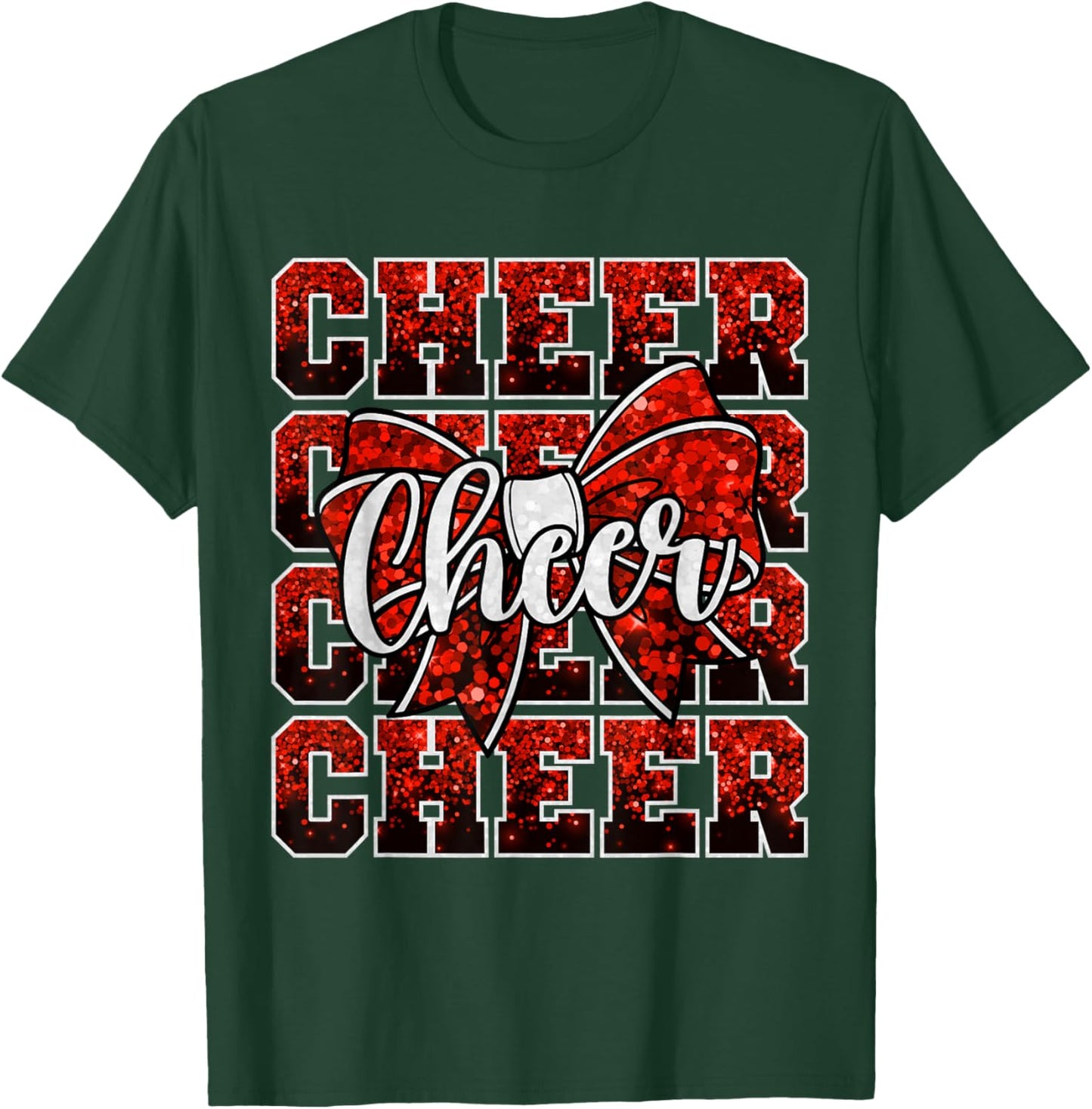 Coquette Cheer Bow Red Cheerleader Funny Sport Cheerleading T-Shirt - T-Shirt | Forest