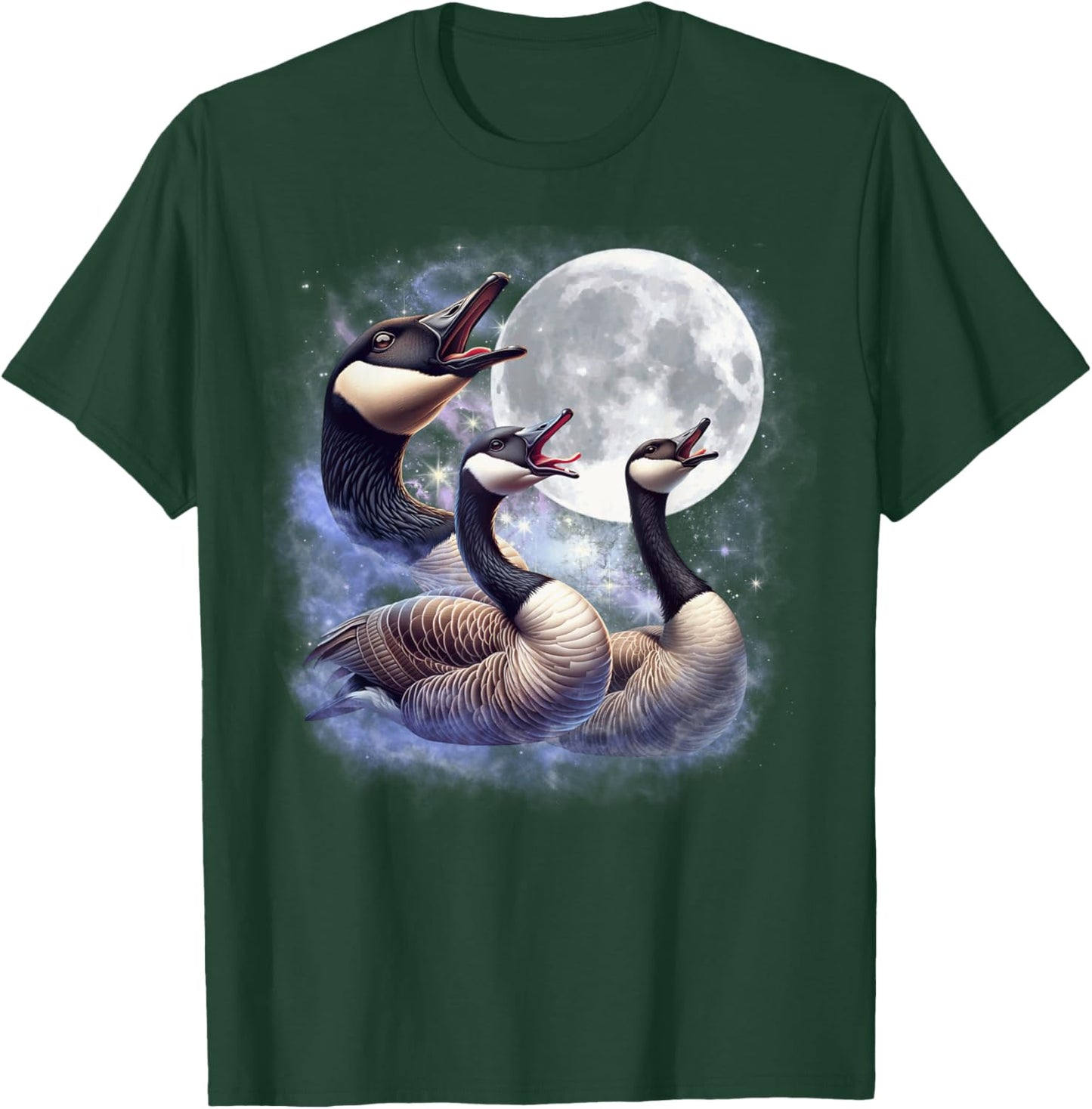Three Geese Moon Funny Goose Howling Wolfs Moon Parody T-Shirt - T-Shirt | Forest