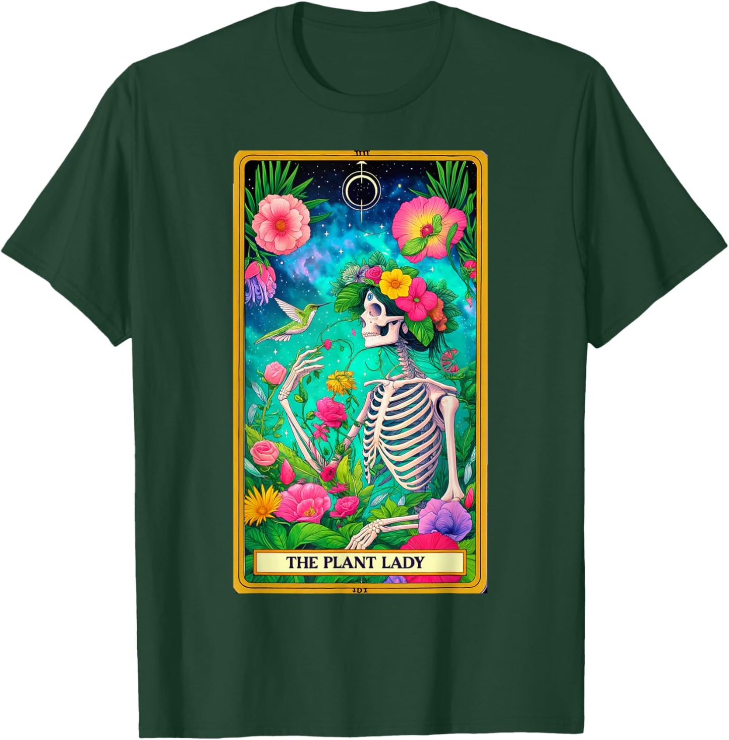 Plant Lady Tarot Card Skeleton Skelly Garden Gardener Women T-Shirt - T-Shirt | Forest