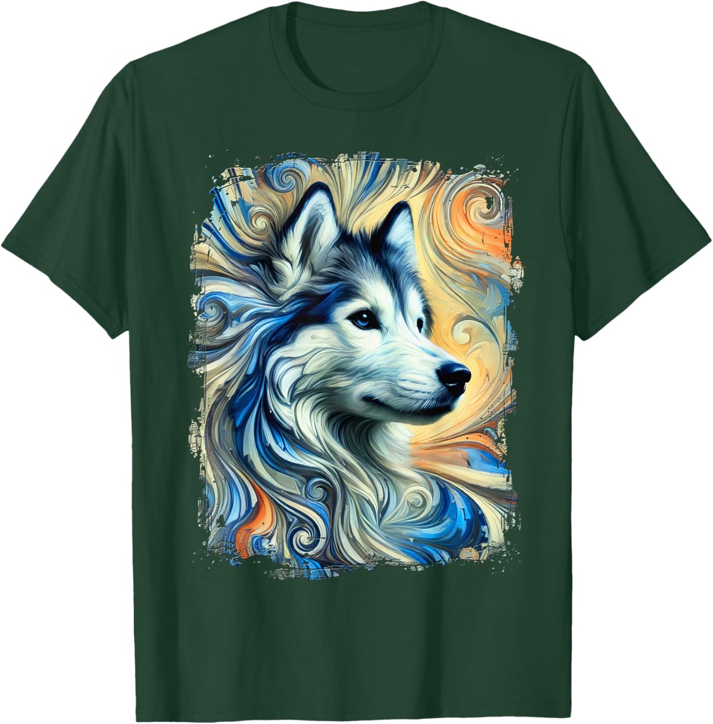 Cute Husky Colourful Artwork T-Shirt - T-Shirt | Forest