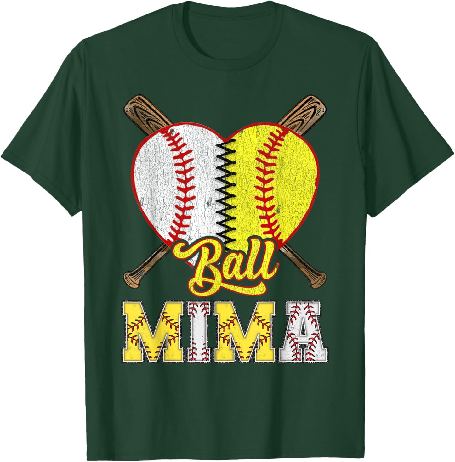Mima Of Both Ball Mima Half Baseball Softball T-Shirt - T-Shirt | Forest