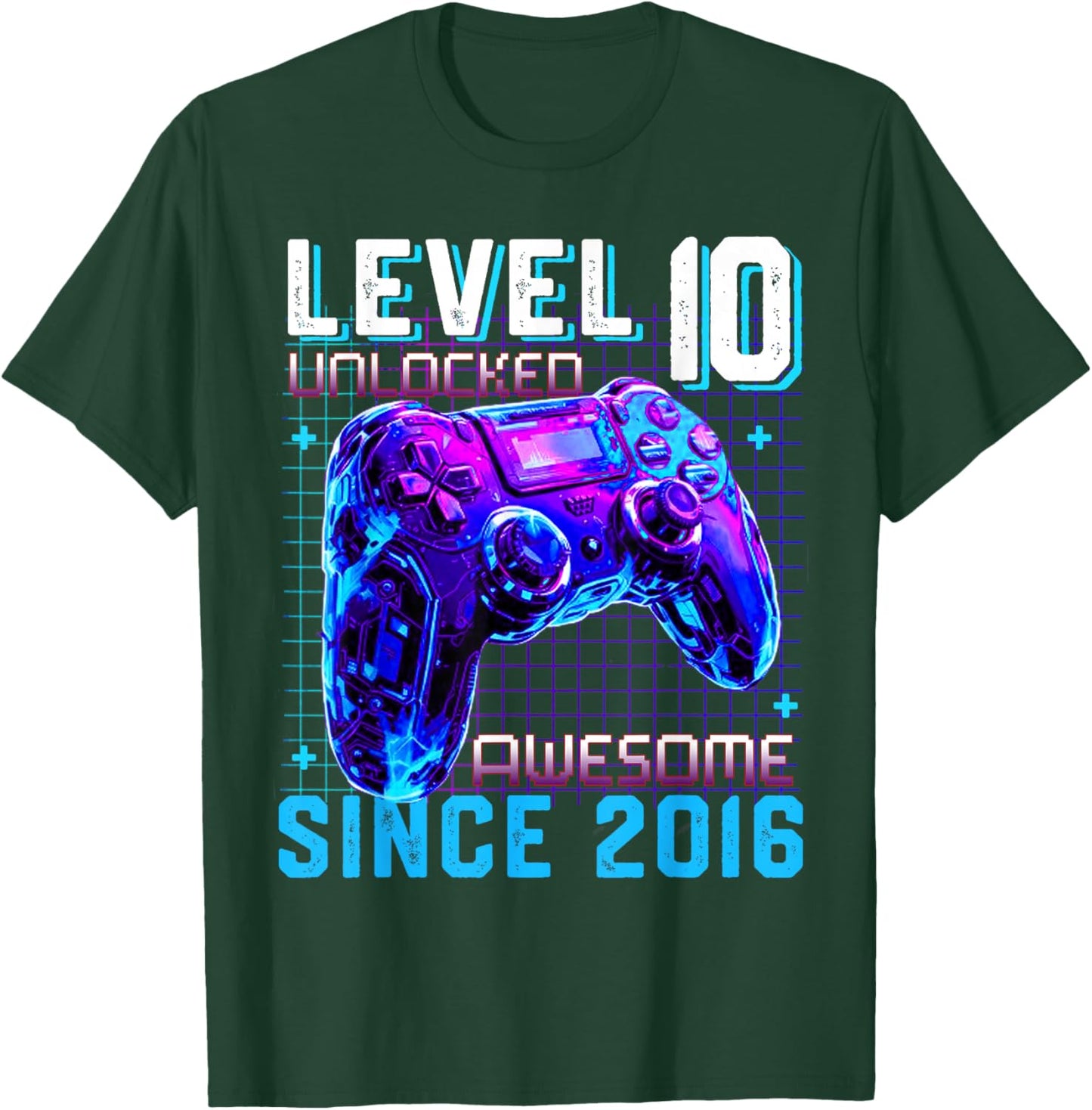 Level 10 Unlocked Awesome Since 2016 10th Birthday Gaming T-Shirt - T-Shirt | Forest