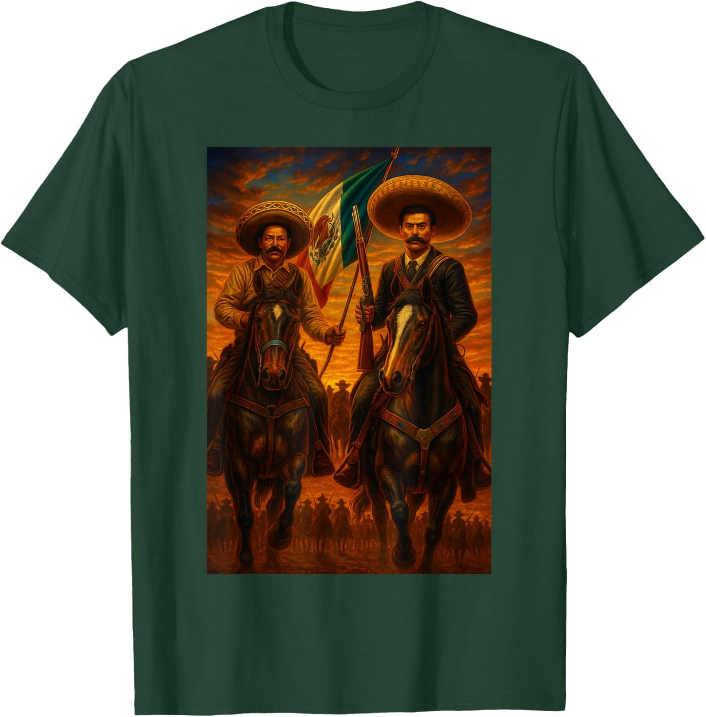 Zapata Villa CABALLOS Sunset T-Shirt - T-Shirt | Forest