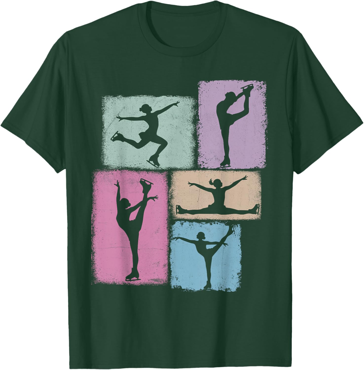 Figure Skating Collage Skater Women Kids Coach Youth Girl T-Shirt - T-Shirt | Forest