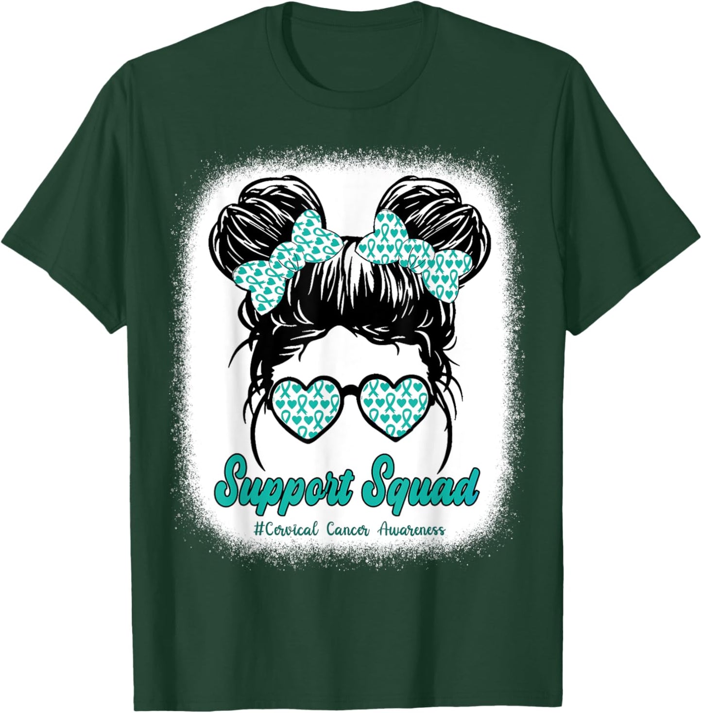 Support Squad Cervical Cancer Awareness Teal & White Ribbon T-Shirt - T-Shirt | Forest