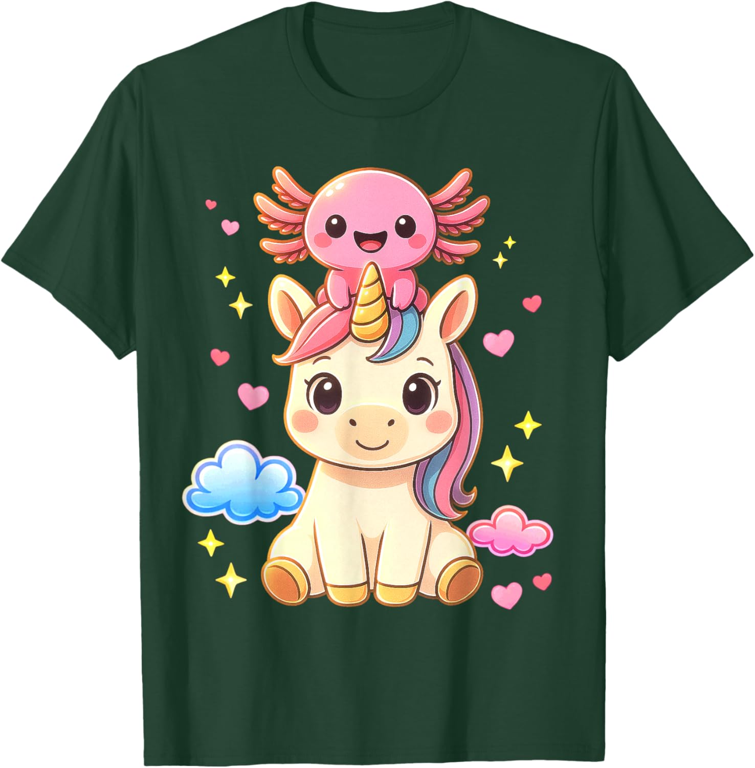 Funny Magical Unicorn Axolotl Boys Girls Teens Kids T-Shirt - T-Shirt | Forest