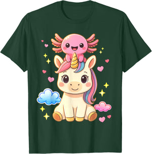 Funny Magical Unicorn Axolotl Boys Girls Teens Kids T-Shirt - T-Shirt | Forest