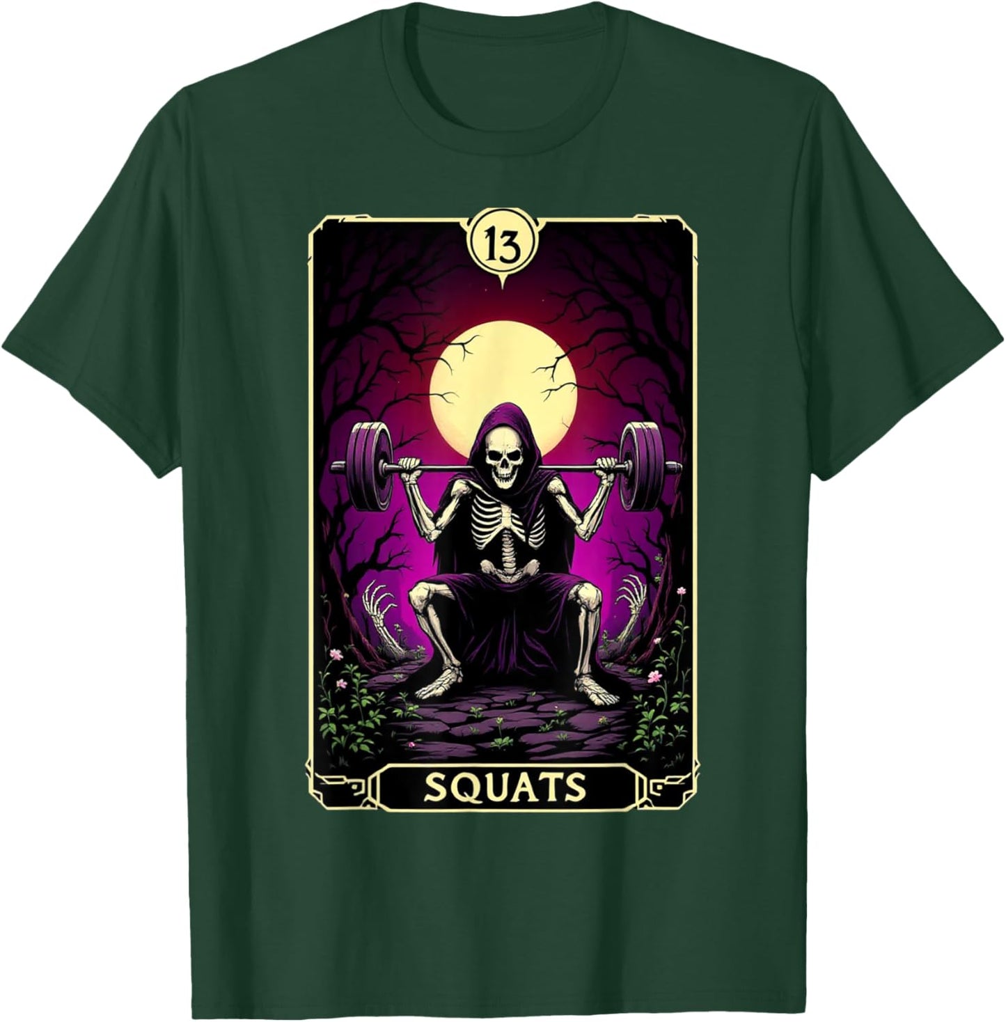 Funny Tarot Card Squats Gym Occult Workout Fitness T-Shirt - T-Shirt | Forest