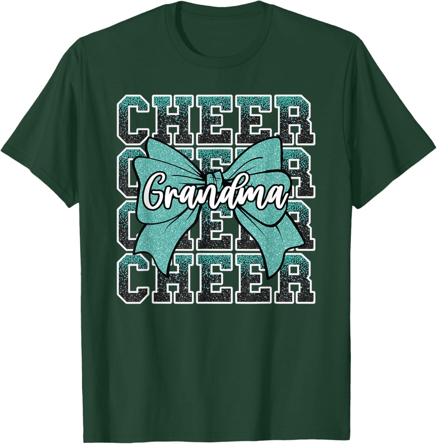 Cheer Grandma Bow Sport Cheerleader Cheerleading Teal Blue T-Shirt - T-Shirt | Forest