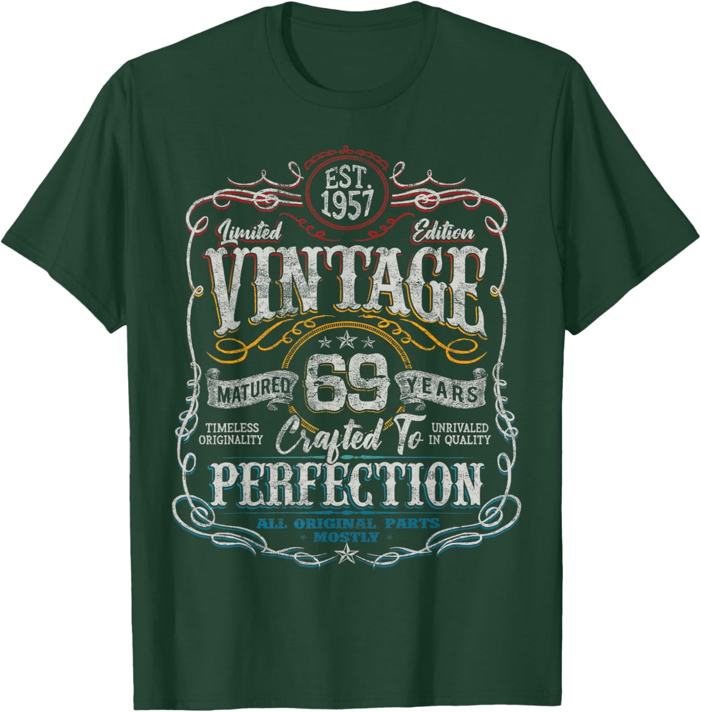 Vintage 1957 Limited Edition Shirt 69 Year Old 69th Birthday T-Shirt - T-Shirt | Forest