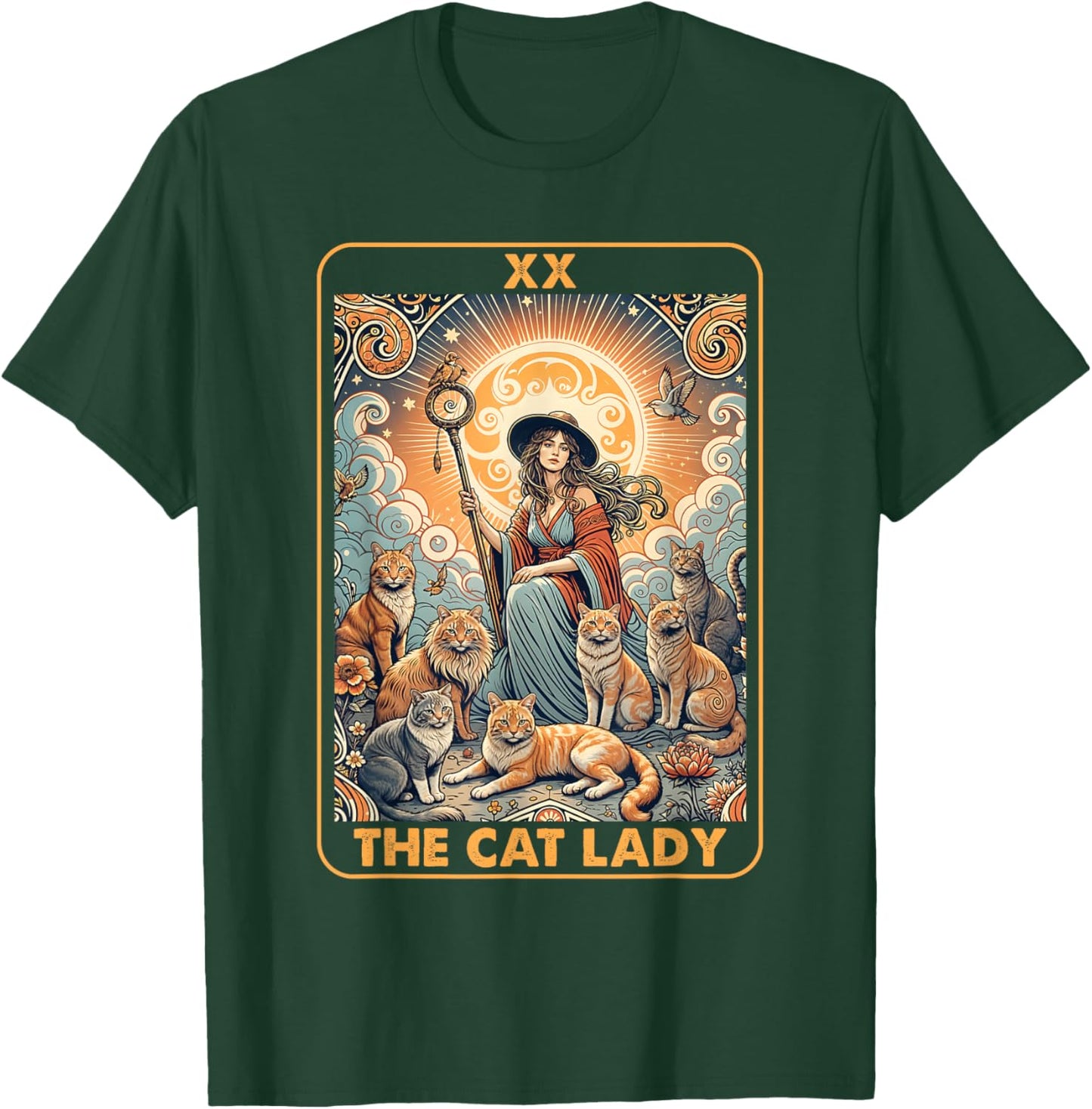 The Cat Lady Tarot Card Shirt Women Pet Kitten Cat Mom Mama T-Shirt - T-Shirt | Forest