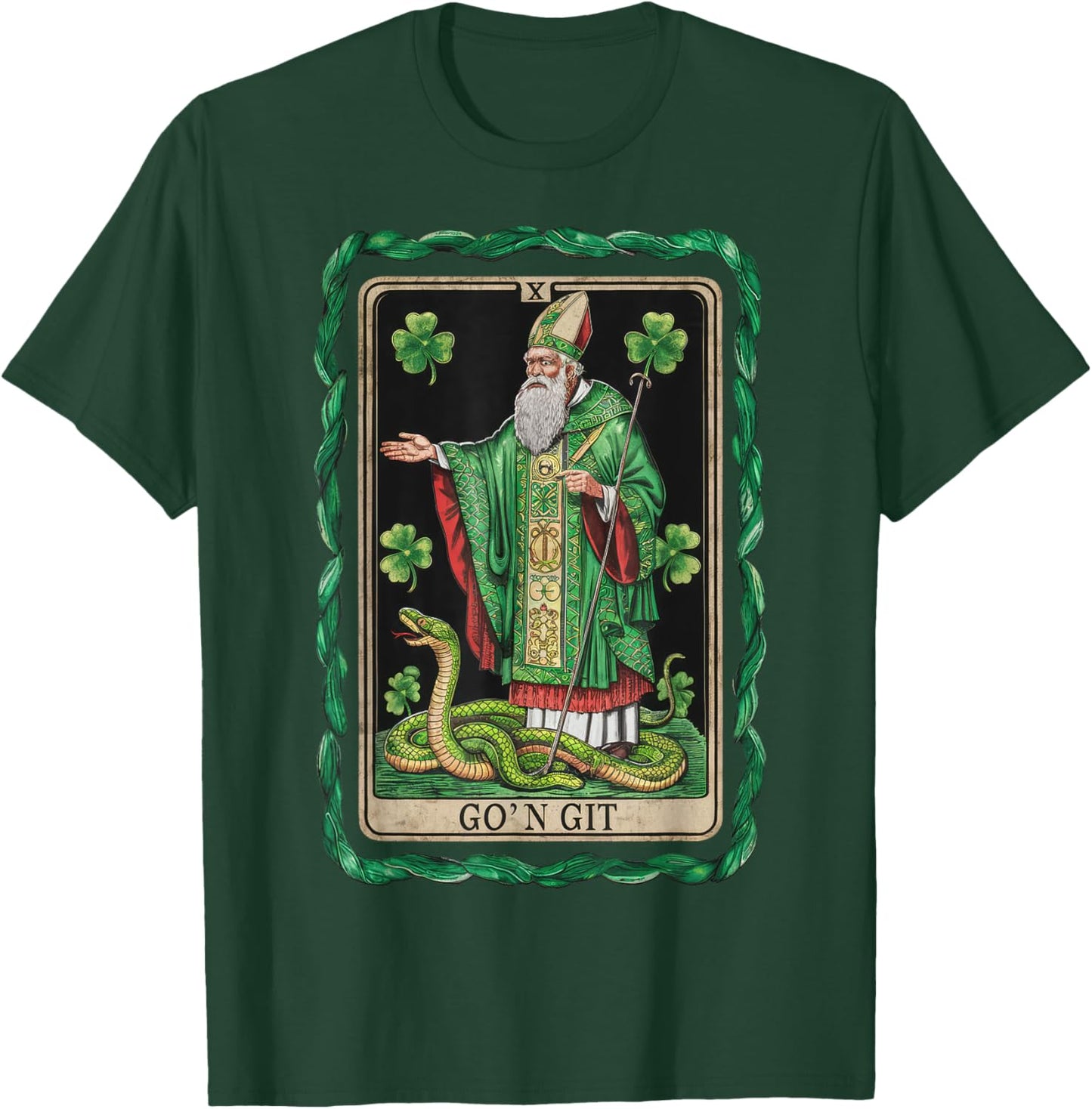 Funny St Patricks Day Tarot Card Go'n Git St Patrick Vintage T-Shirt - T-Shirt | Forest